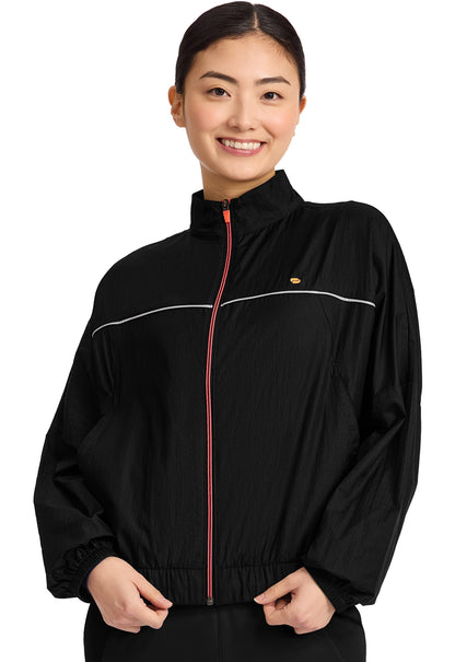 Lifestyle IN506 Women's Mock Neck Windbreaker Black