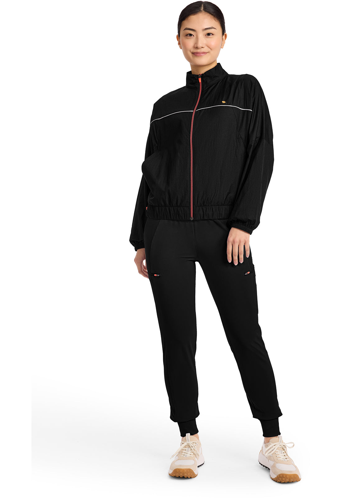 Lifestyle IN506 Women's Mock Neck Windbreaker Black