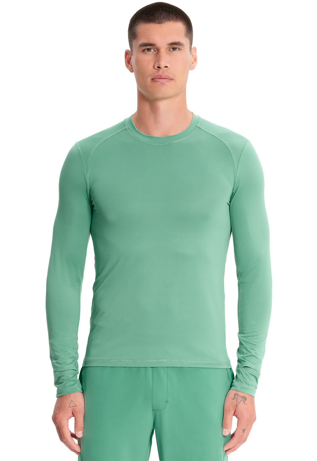 GNR8 IN608 Men's Long Sleeve Performance Underscrub Matcha Latte Model Image Front | Infinity