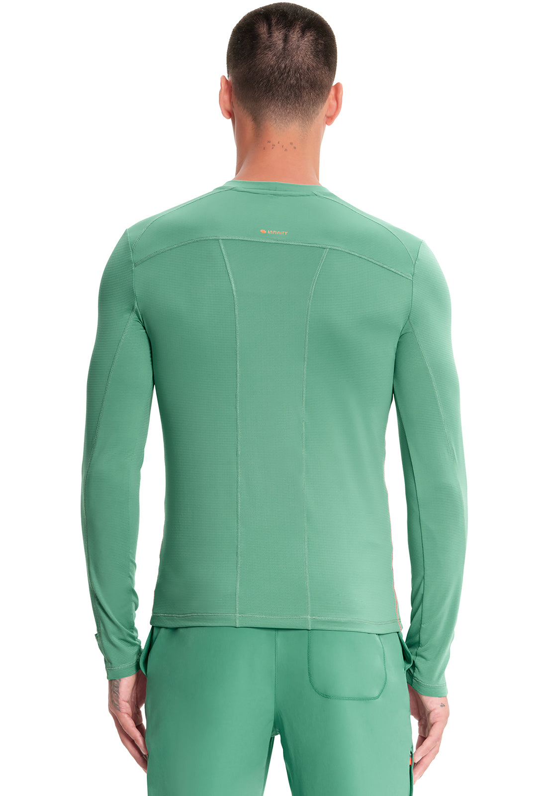 GNR8 IN608 Men's Long Sleeve Performance Underscrub Matcha Latte Model Image Back | Infinity