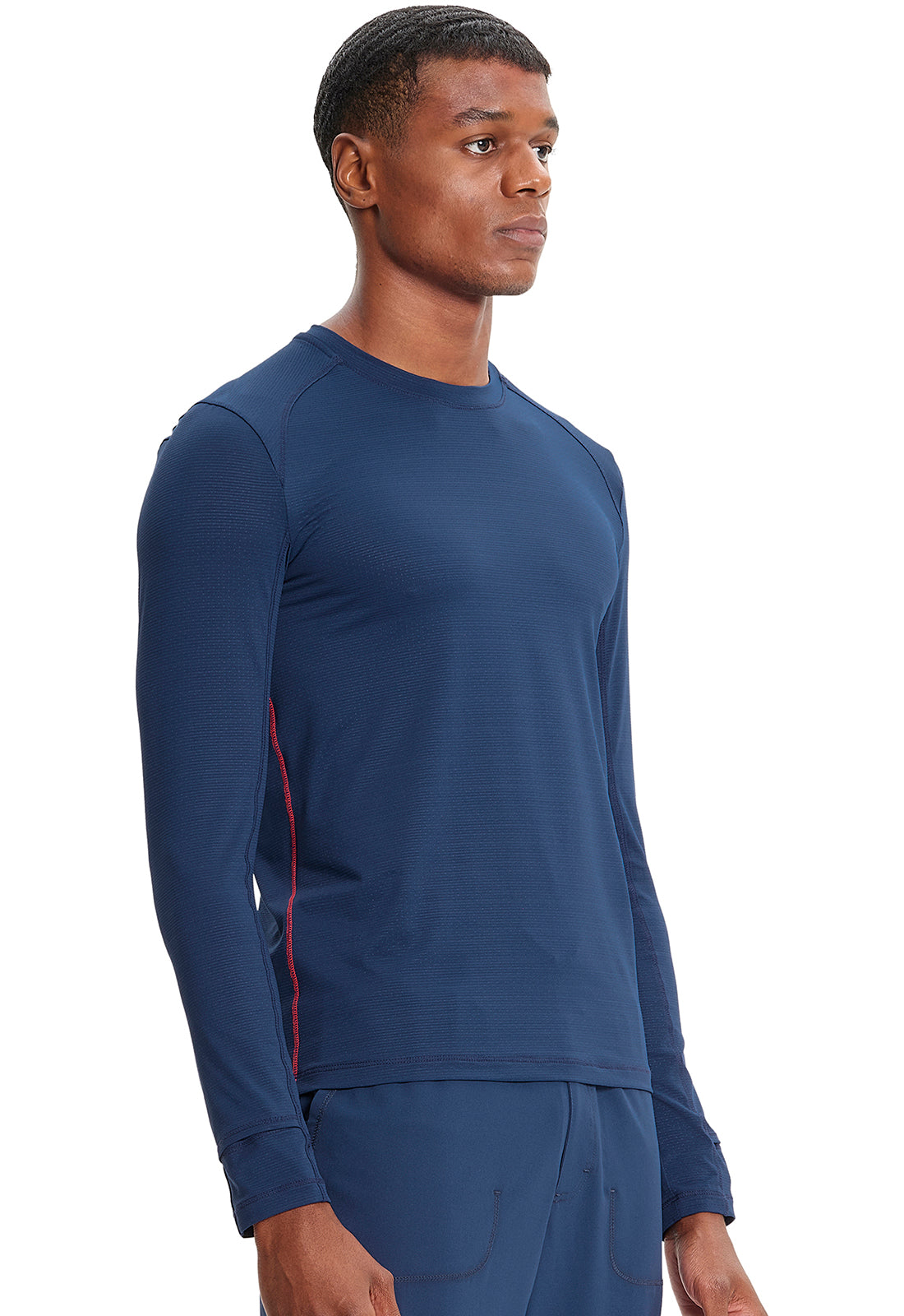 GNR8 IN608 Men's Long Sleeve Performance Underscrub Navy Model Image Left Side | Infinity