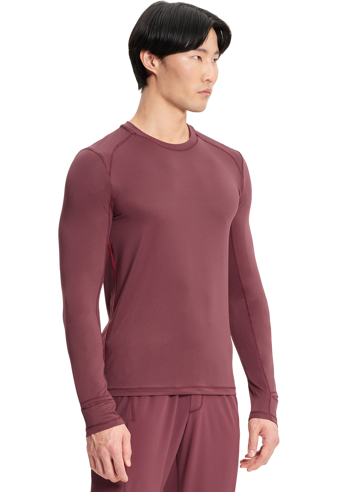 GNR8 IN608 Men's Long Sleeve Performance Underscrub Plum Velvet Model Image Left Side | Infinity