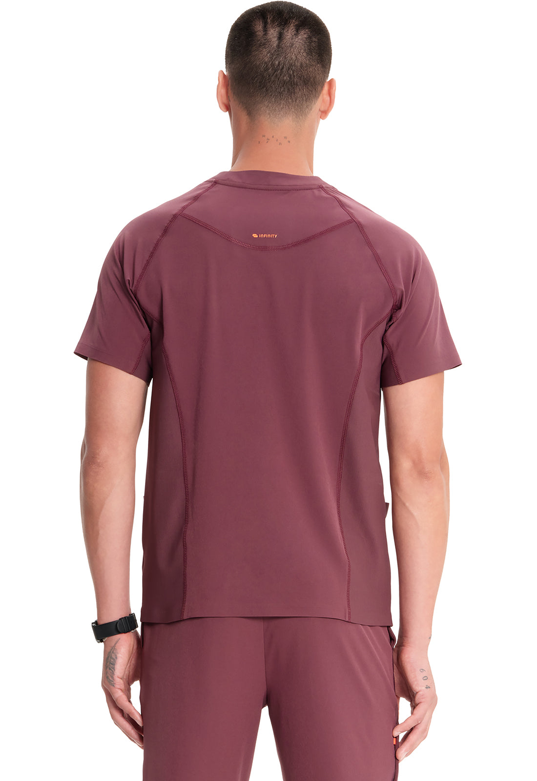 GNR8 IN616A Men's V-Neck Top Plum Velvet Model Image Back | Infinity