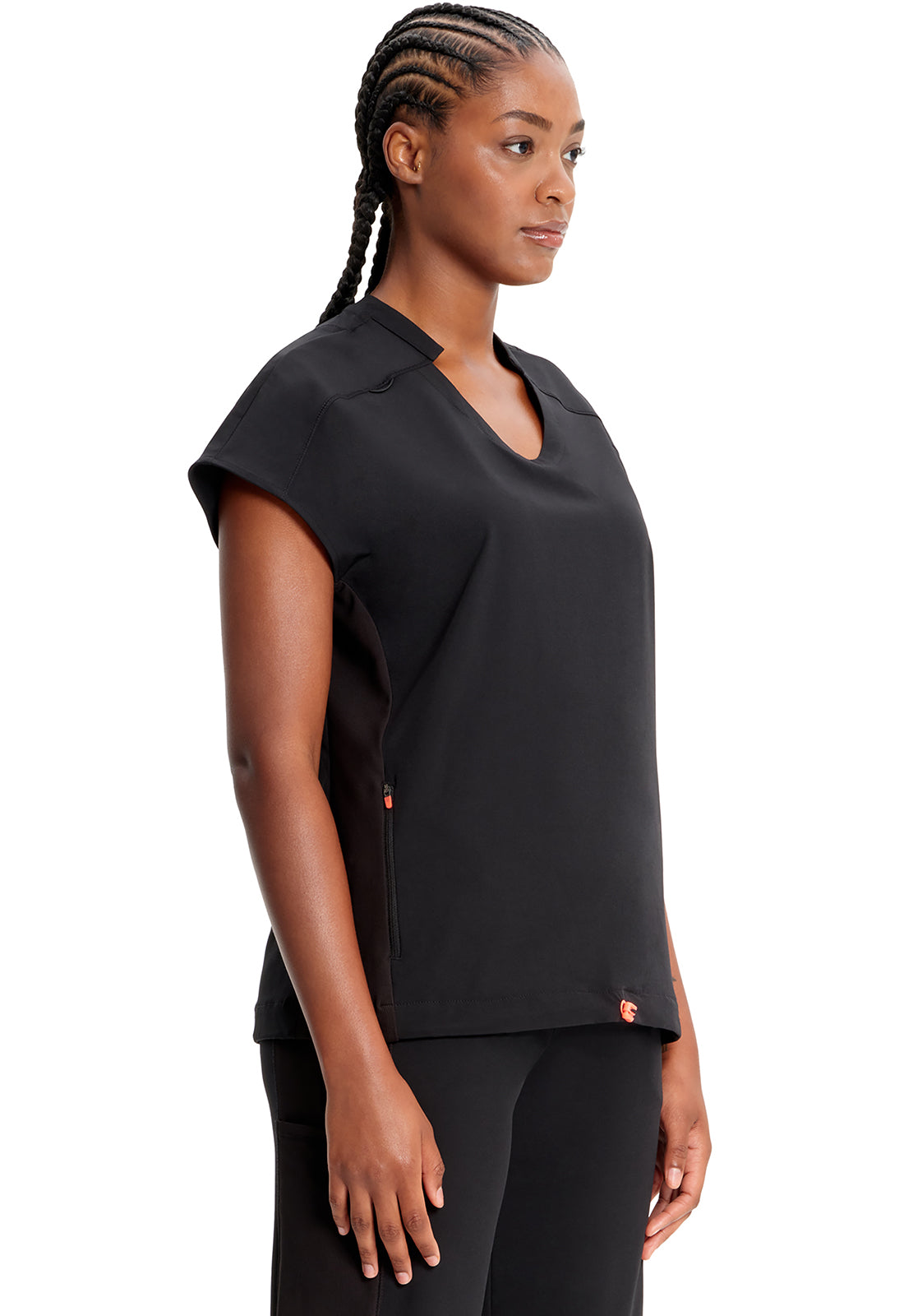 GNR8 IN617A V-Neck Top Black Model Image Left Side | Infinity