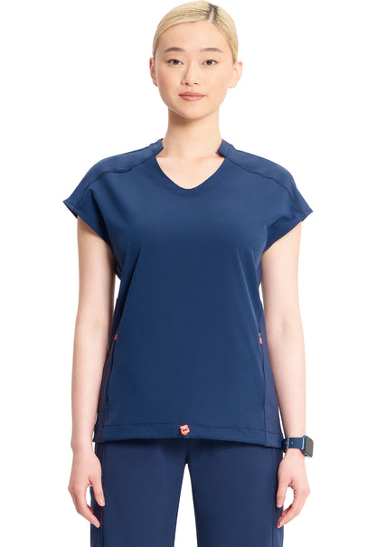 GNR8 IN617A V-Neck Top Navy Model Image Front | Infinity