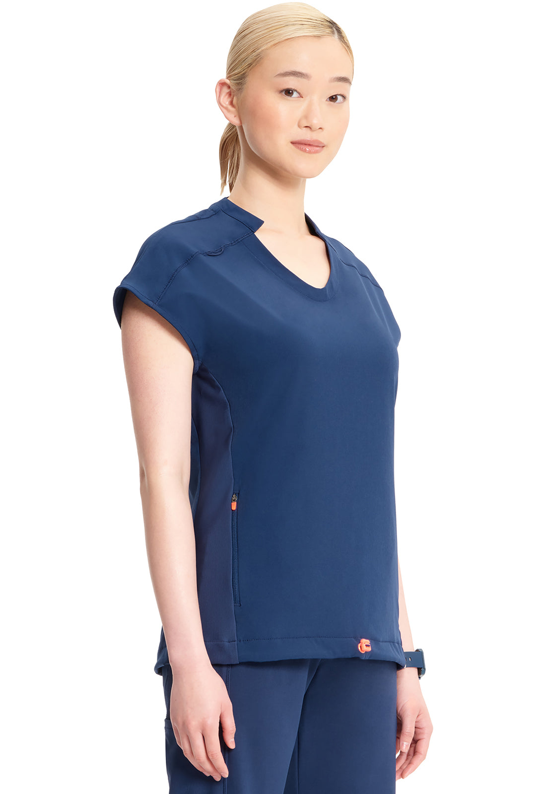 GNR8 IN617A V-Neck Top Navy Model Image Left Side | Infinity