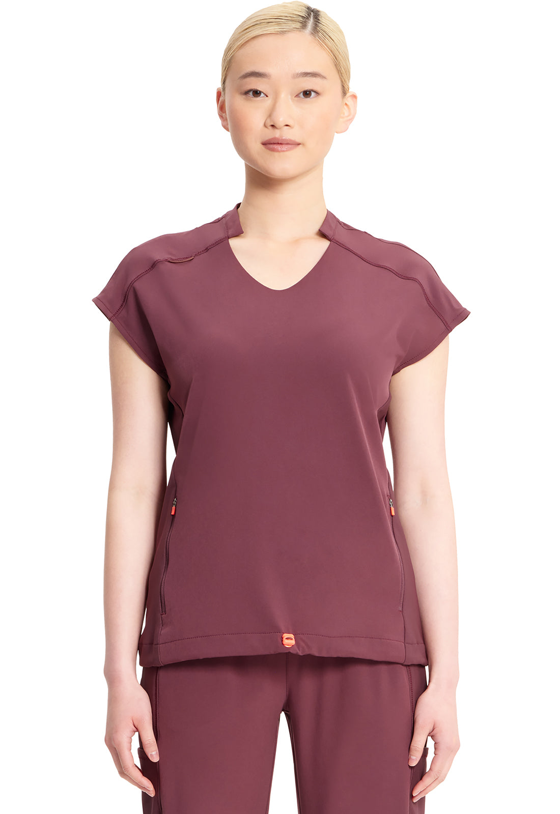 GNR8 IN617A V-Neck Top Plum Velvet Model Image Front | Infinity