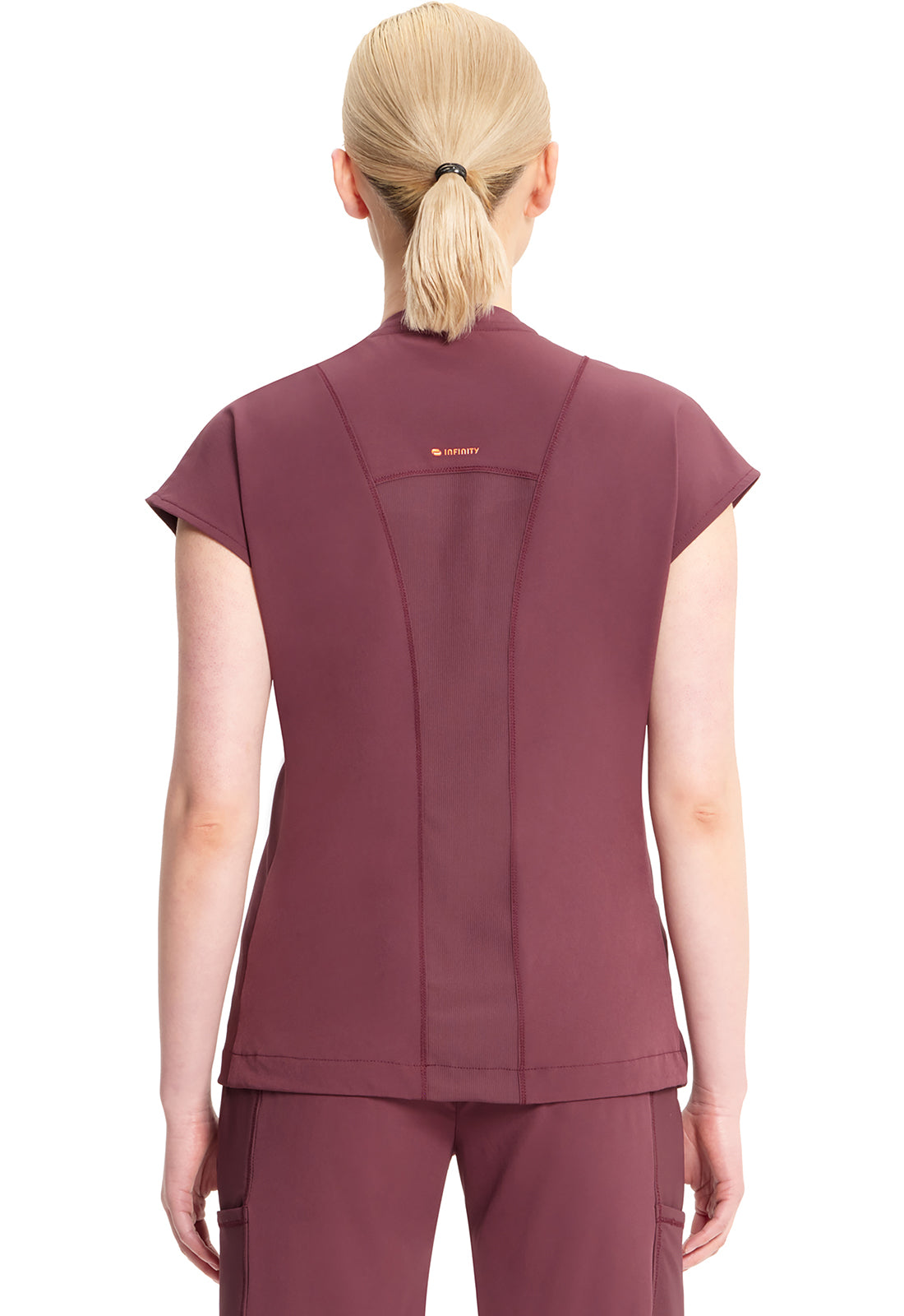 GNR8 IN617A V-Neck Top Plum Velvet Model Image Back | Infinity