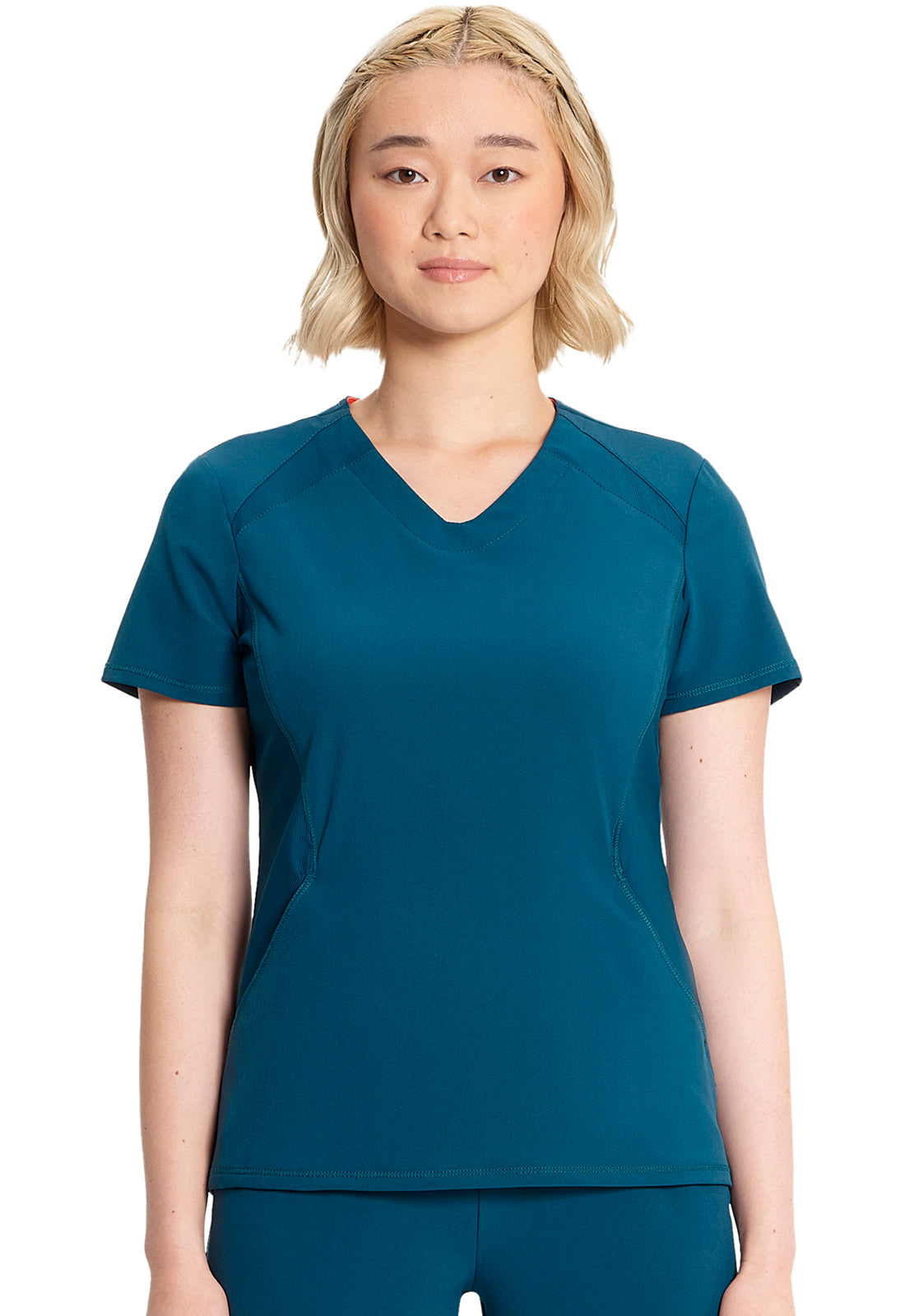 GNR8 IN620A V-Neck Top Caribbean Blue Model Image Front | Infinity