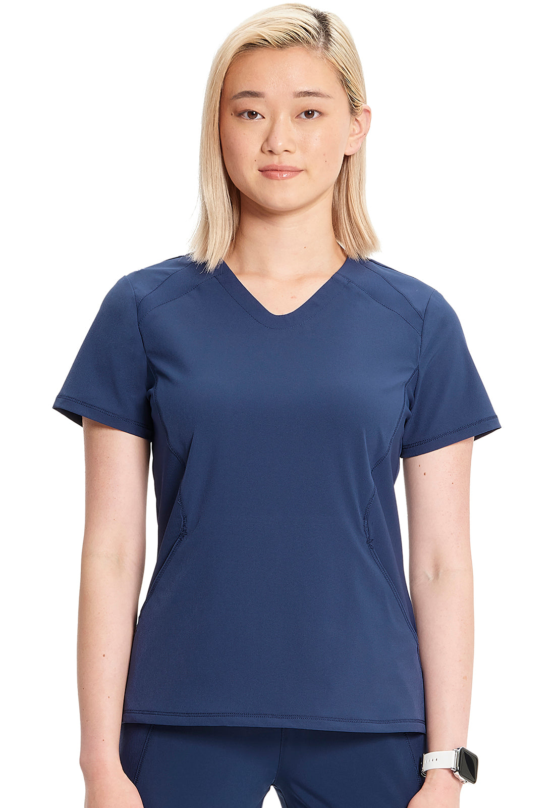 GNR8 IN620A V-Neck Top Navy Model Image Front | Infinity