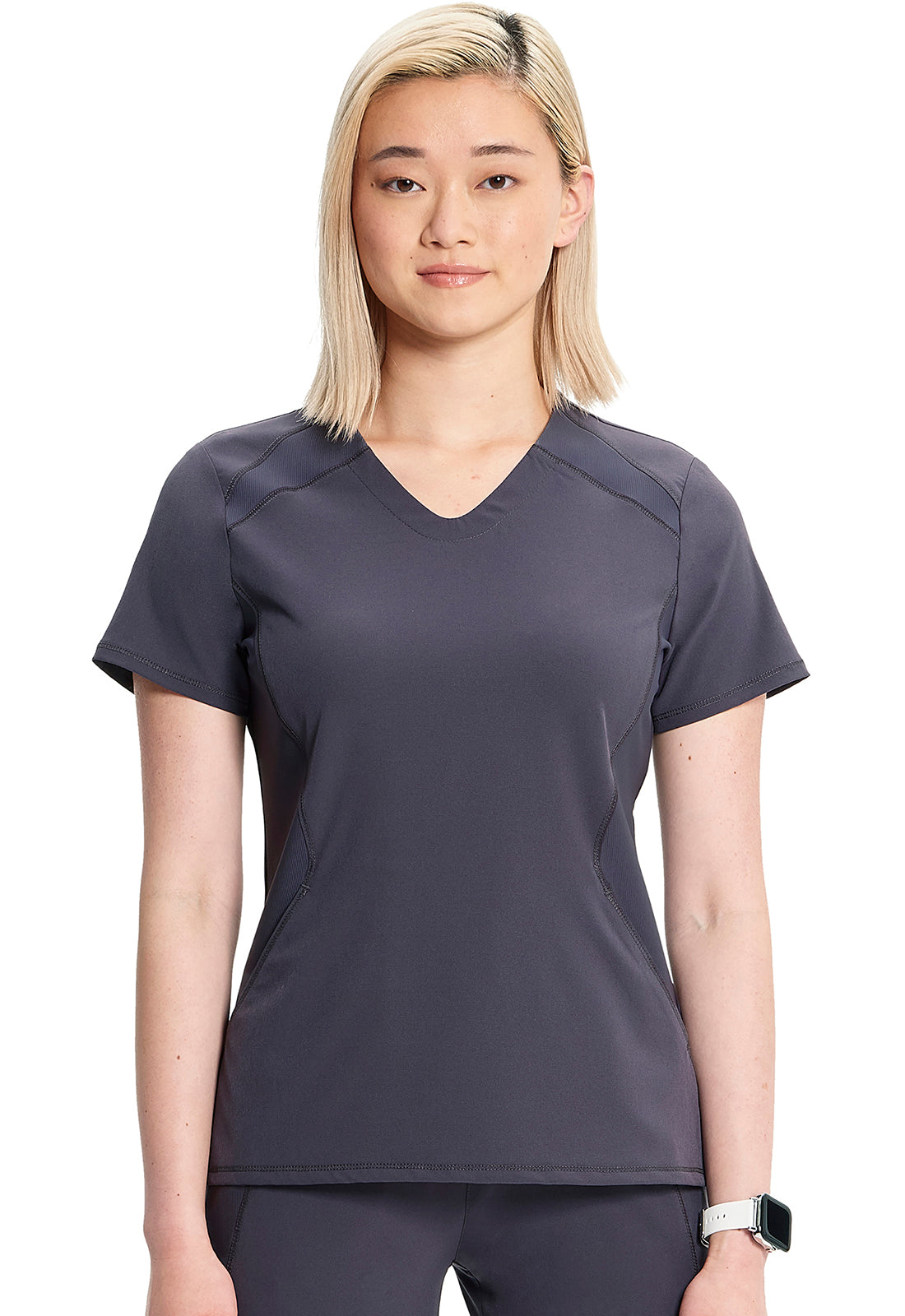 GNR8 IN620A V-Neck Top Pewter Model Image Front | Infinity