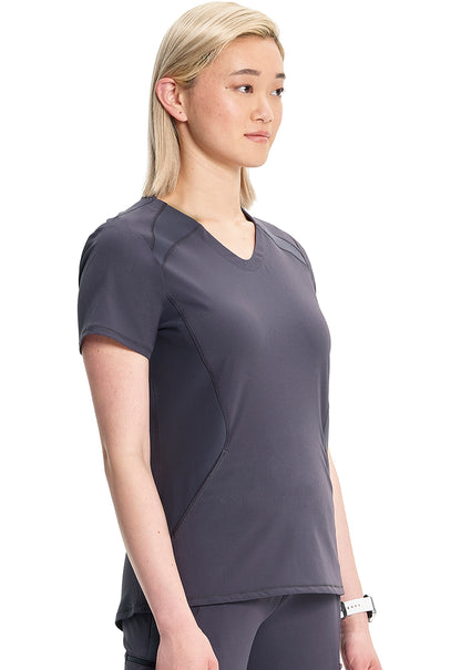 GNR8 IN620A V-Neck Top Pewter Model Image Left Side | Infinity