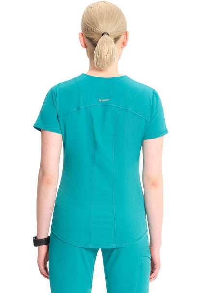 GNR8 IN620A V-Neck Top Teal Blue Model Image Back | Infinity