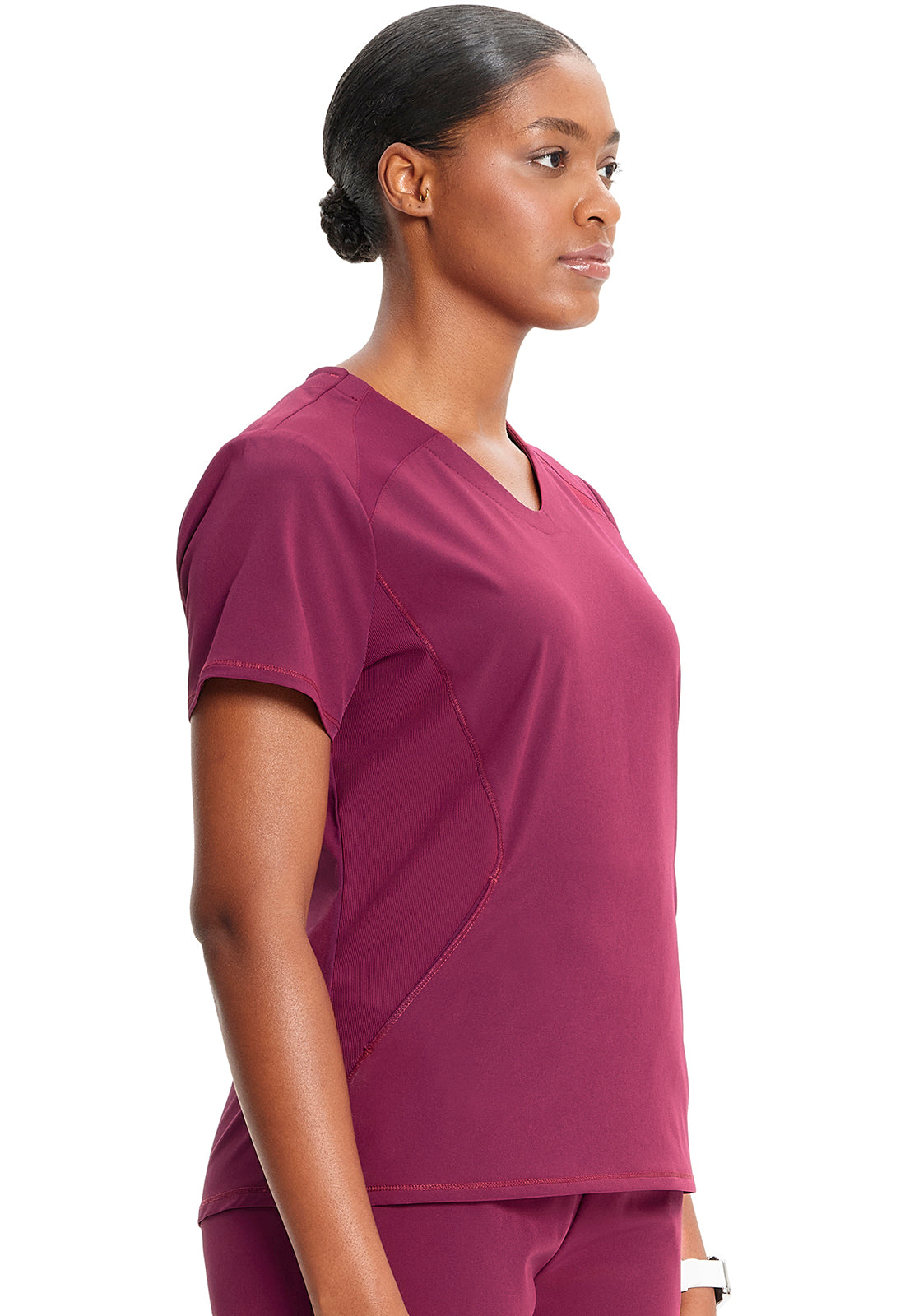 GNR8 IN620A V-Neck Top Wine Model Image Left Side | Infinity