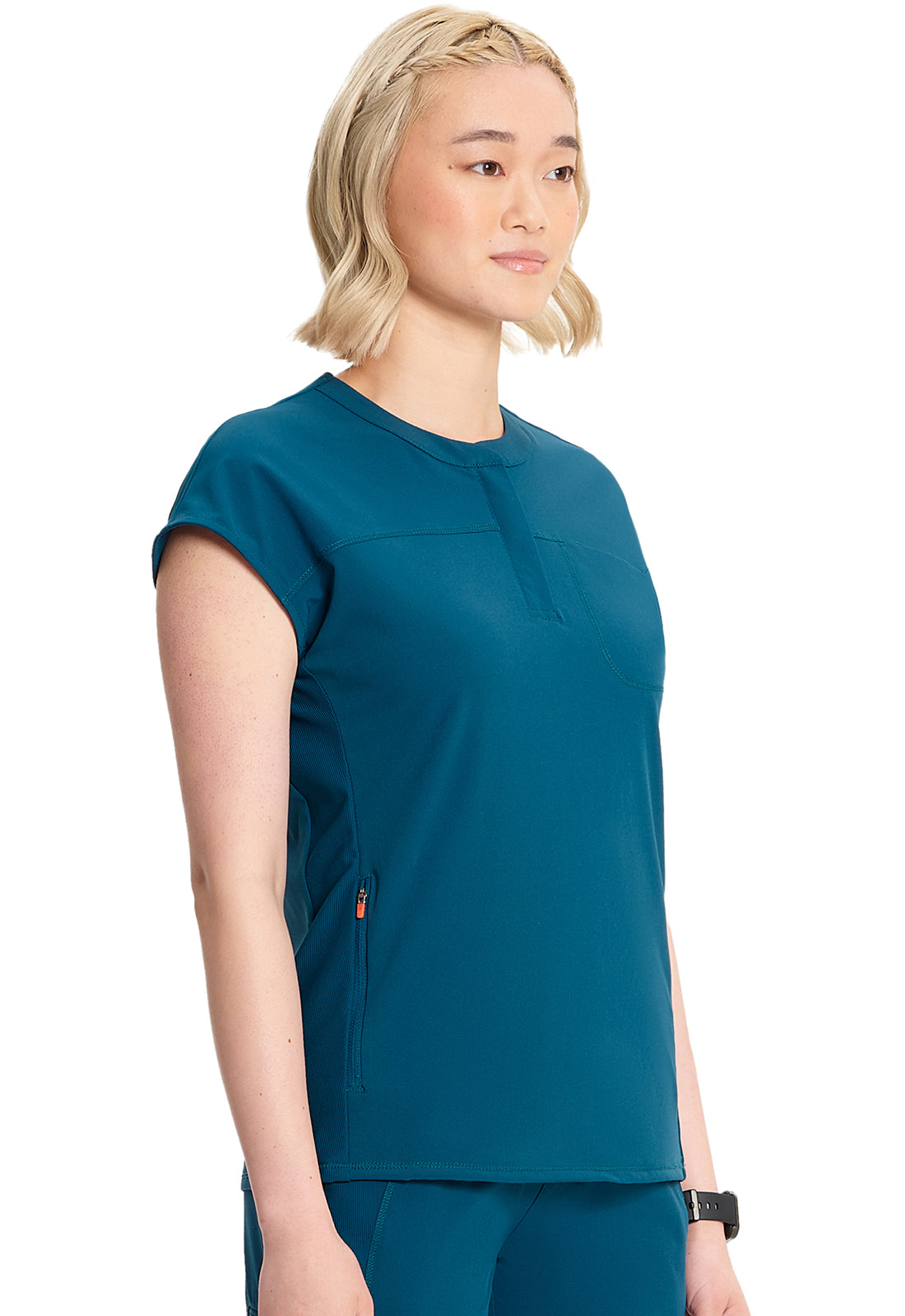 GNR8 IN622A Henley Top Caribbean Blue Model Image Left Side | Infinity