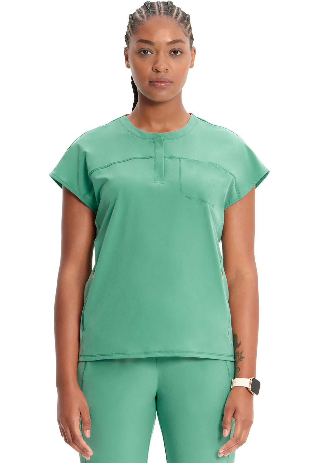 GNR8 IN622A Henley Top Matcha Latte Model Image Front | Infinity