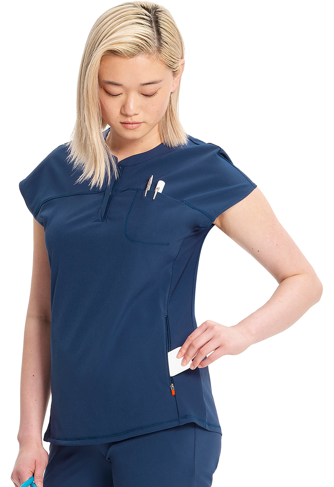 GNR8 IN622A Henley Top Navy Model Image Right Side | Infinity