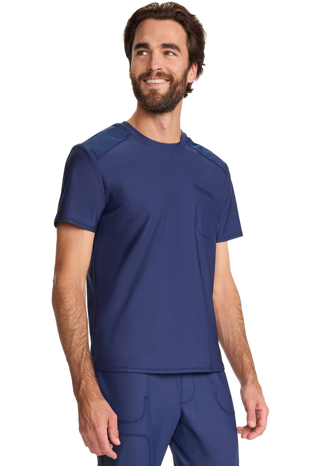 GNR8 Kinetic  IN626A Men's Tuck-in Crew Neck Top Navy Model Image Left Side | Infinity