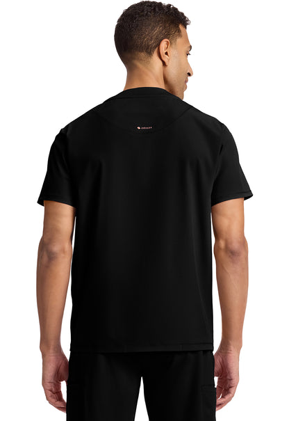 GNR8 IN628A Men's 3-Pocket Rib-Knit V-Neck Top Black