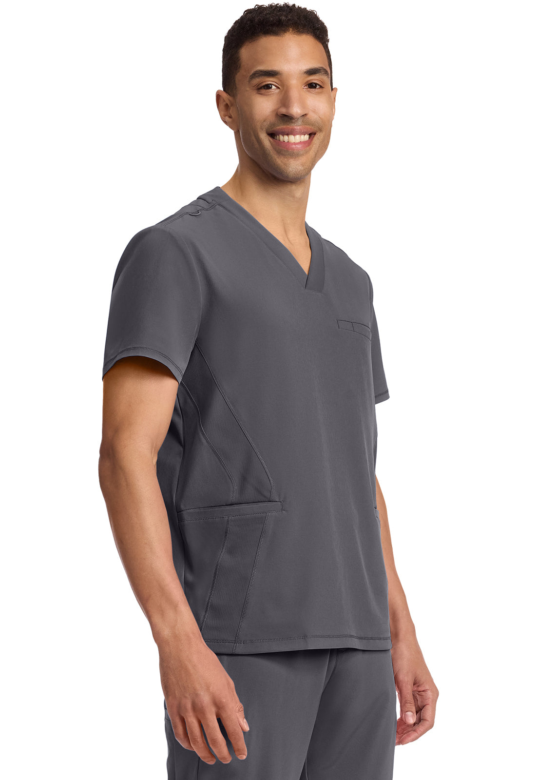 GNR8 IN628A Men's 3-Pocket Rib-Knit V-Neck Top Pewter