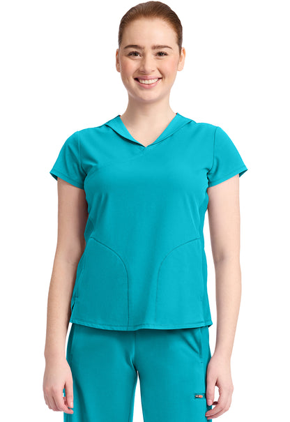 GNR8 IN635A Women's 2-Pocket Mock-Wrap V-Neck Top Aquaturque