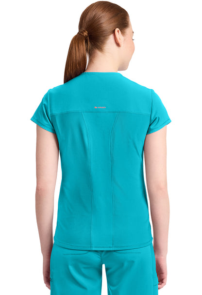 GNR8 IN635A Women's 2-Pocket Mock-Wrap V-Neck Top Aquaturque