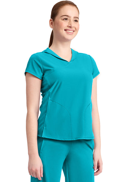 GNR8 IN635A Women's 2-Pocket Mock-Wrap V-Neck Top Aquaturque