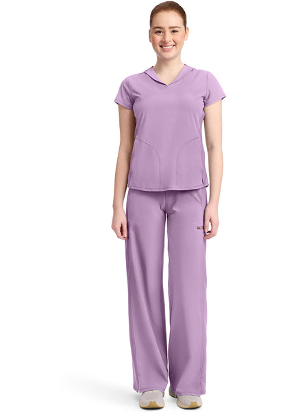GNR8 IN635A Women's 2-Pocket Mock-Wrap V-Neck Top Livewire Lilac