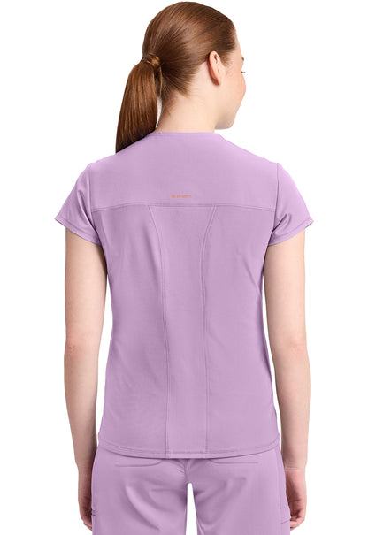 GNR8 IN635A Women's 2-Pocket Mock-Wrap V-Neck Top Livewire Lilac