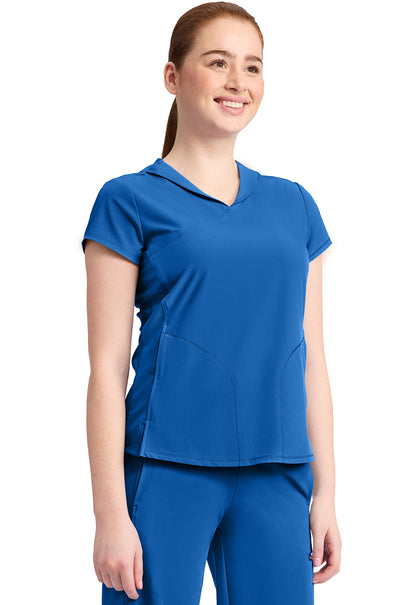 GNR8 IN635A Women's 2-Pocket Mock-Wrap V-Neck Top Royal