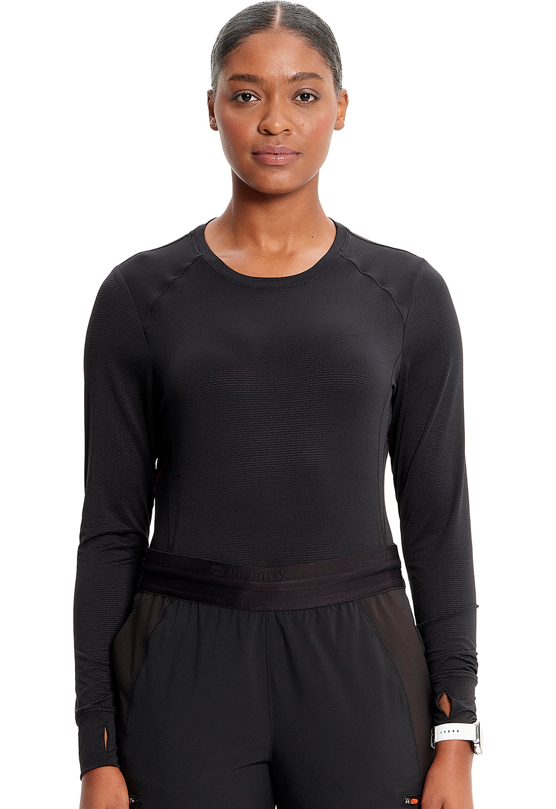 GNR8 IN640 Long Sleeve Performance Underscrub Black Model Image Front | Infinity