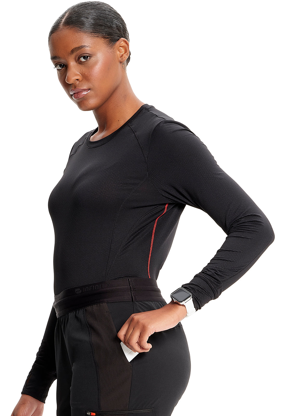 GNR8 IN640 Long Sleeve Performance Underscrub Black Model Image Right Side | Infinity