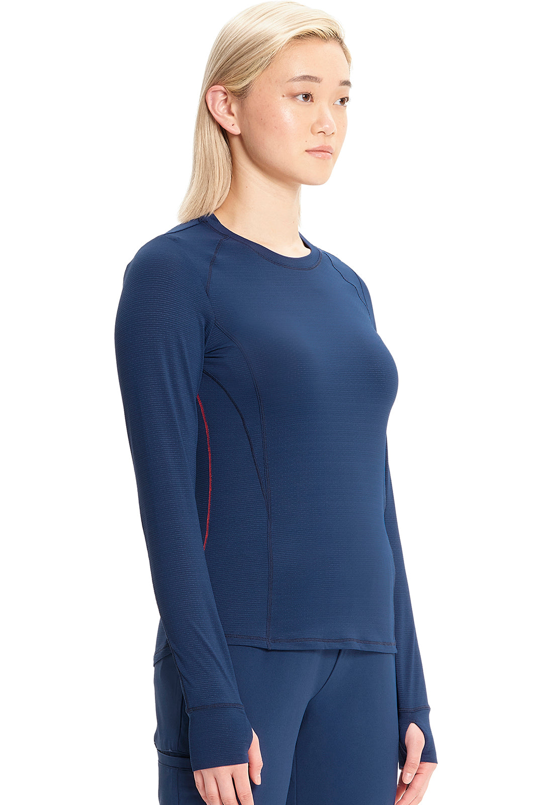 GNR8 IN640 Long Sleeve Performance Underscrub Navy Model Image Left Side | Infinity