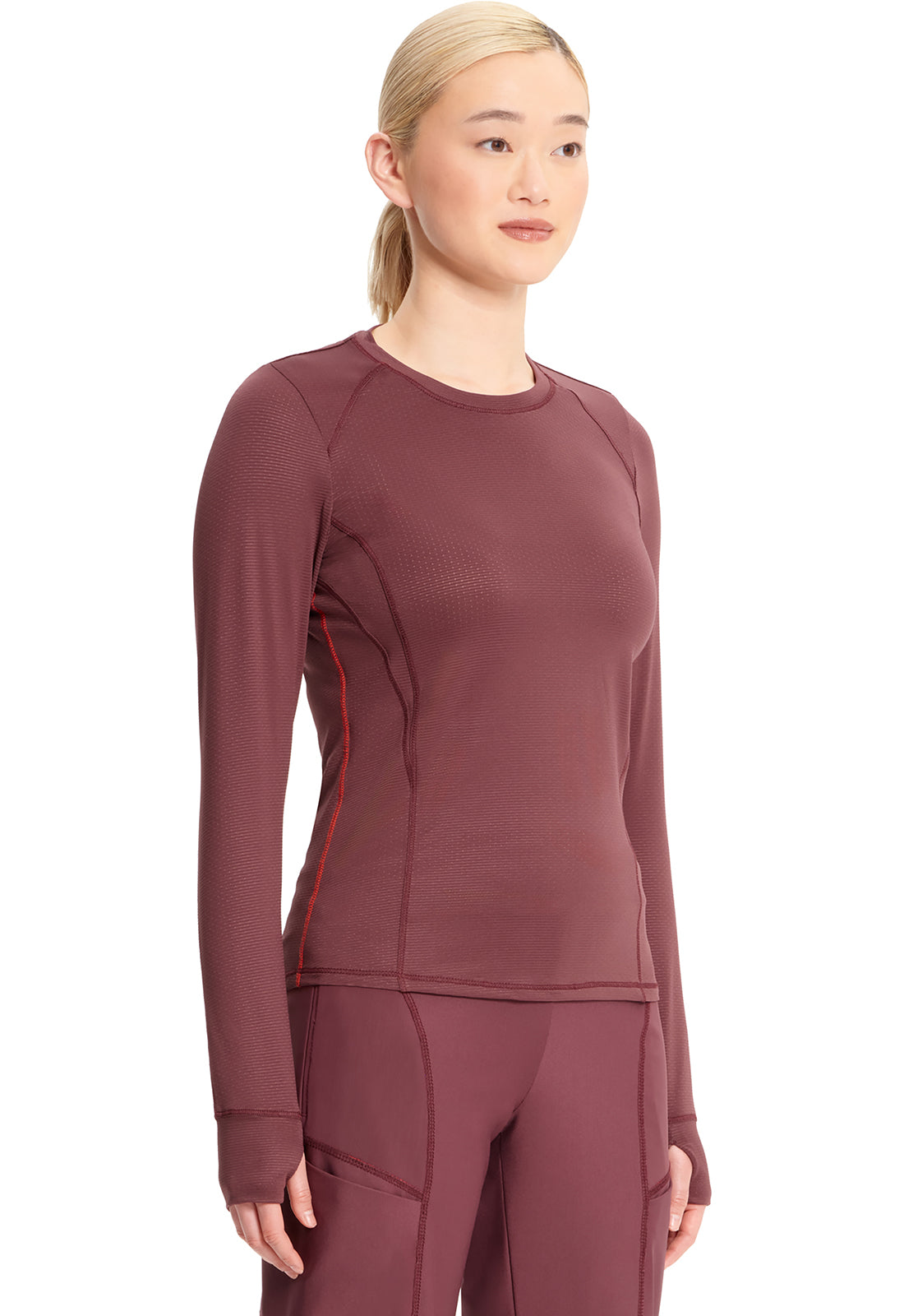 GNR8 IN640 Long Sleeve Performance Underscrub Plum Velvet Model Image Left Side | Infinity