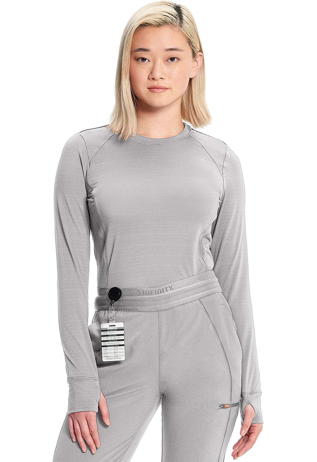 Essentials IN640 Long Sleeve Performance Underscrub Vapor Model Image Right Side | Infinity