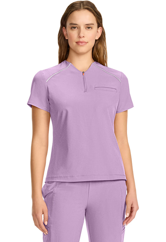GNR8 IN644A Women's Tuck-in Mock Neck Henley Top Livewire Lilac