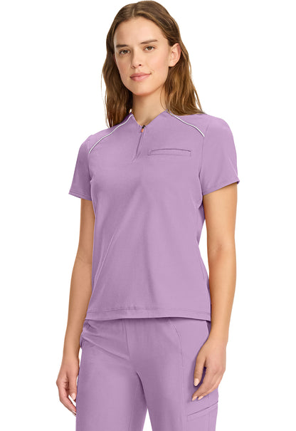 GNR8 IN644A Women's Tuck-in Mock Neck Henley Top Livewire Lilac