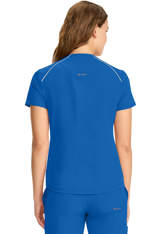 GNR8 IN644A Women's Tuck-in Mock Neck Henley Top Royal Image