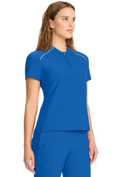 GNR8 IN644A Women's Tuck-in Mock Neck Henley Top Royal Image