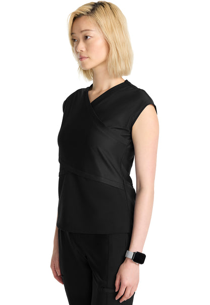 GNR8 Kinetic  IN645A Women's Wrap Dolman V-Neck Top Black Model Image Right Side | Infinity