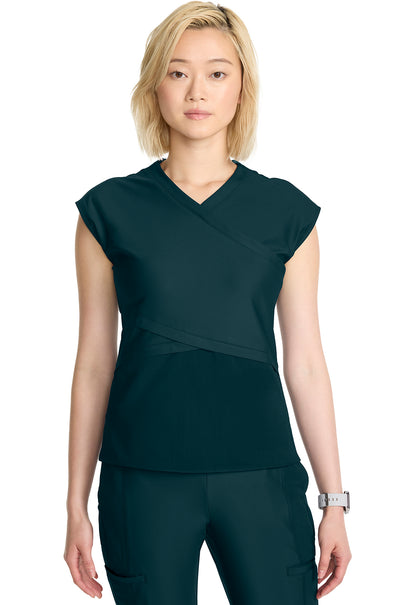 Kinetic IN645A Women's Wrap Dolman V-Neck Top Caribbean Blue Image