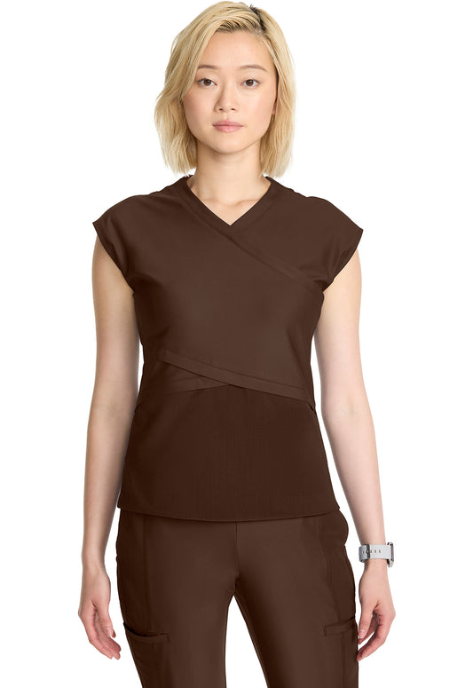Kinetic IN645A Women's Wrap Dolman V-Neck Top Espresso Express
