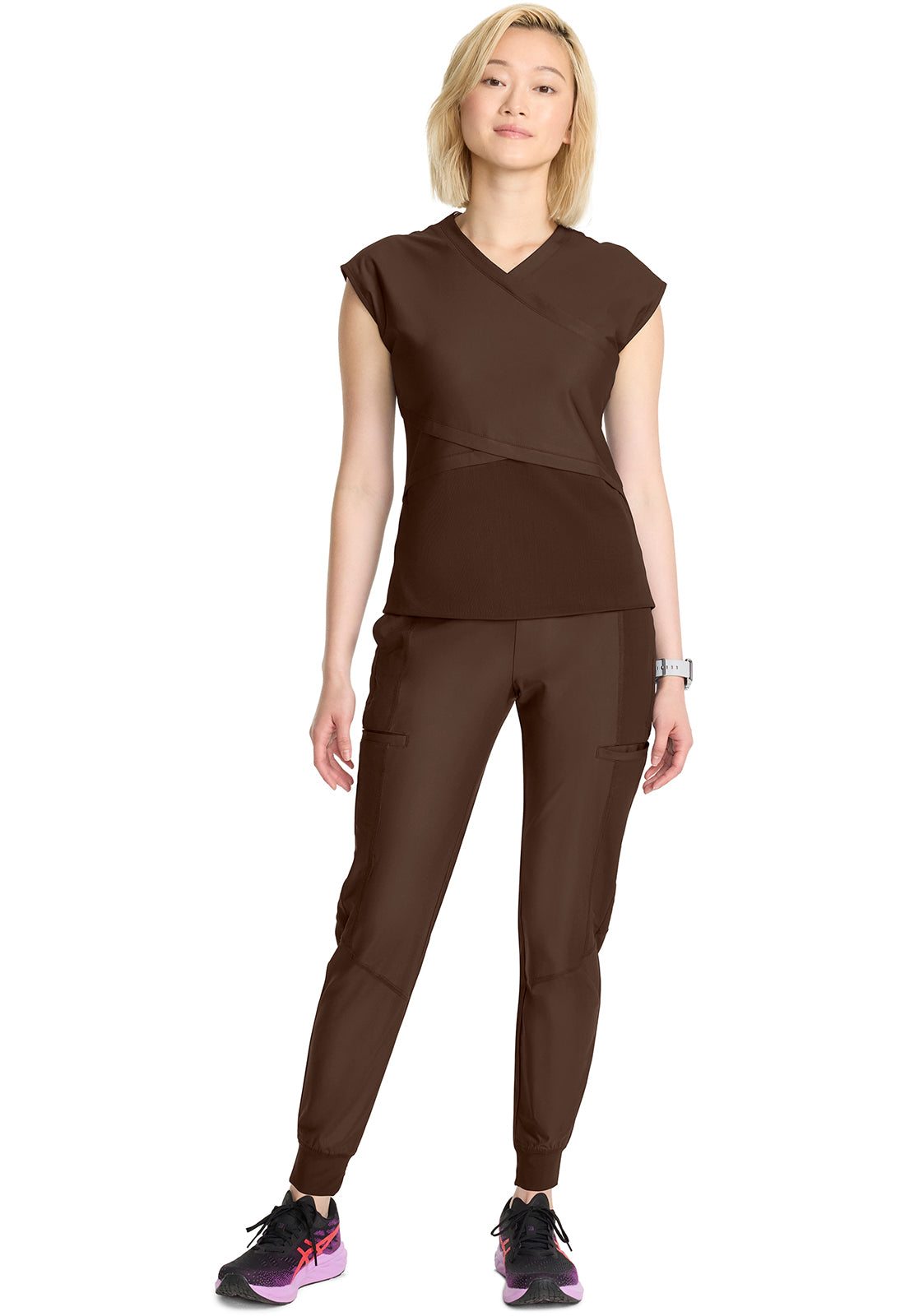 Kinetic IN645A Women's Wrap Dolman V-Neck Top Espresso Express