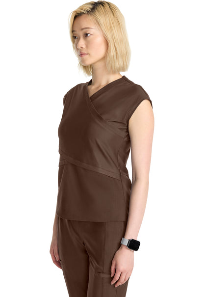 Kinetic IN645A Women's Wrap Dolman V-Neck Top Espresso Express
