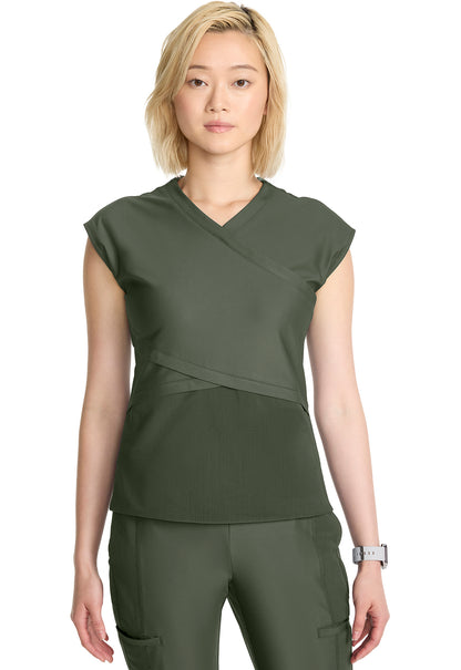 Kinetic IN645A Women's Wrap Dolman V-Neck Top Sap Green Image