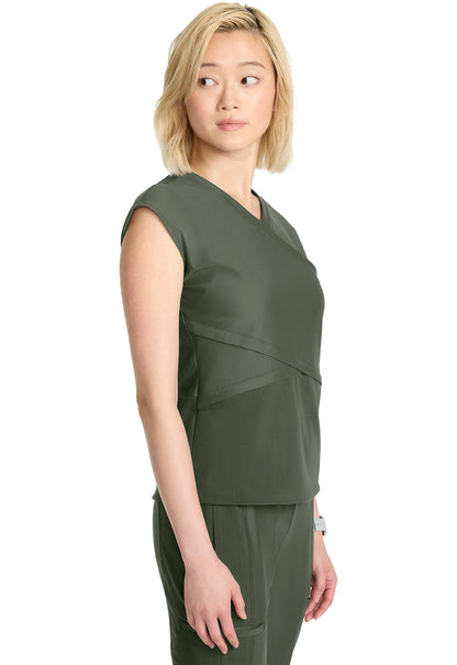 Kinetic IN645A Women's Wrap Dolman V-Neck Top Sap Green Image