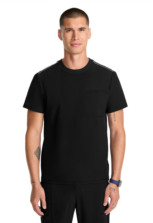 GNR8 IN646A Men's Tuck-in Crew Neck Top Black Model Image Front | Infinity