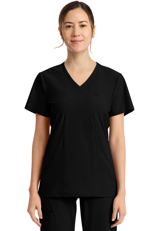 Pursuit IN647A Women's 2-Pocket V-Neck Top Black