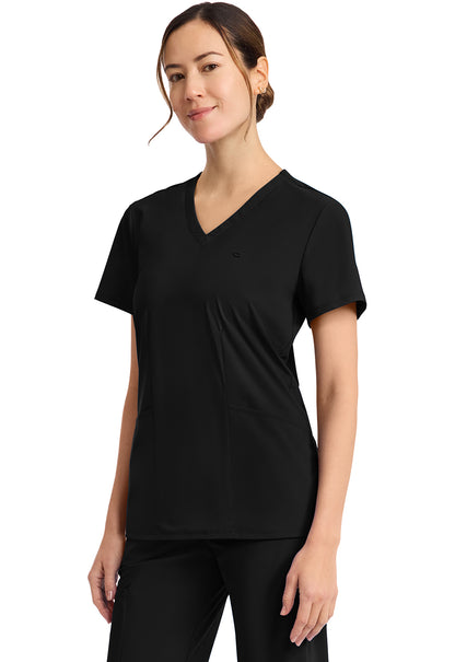 Pursuit IN647A Women's 2-Pocket V-Neck Top Black