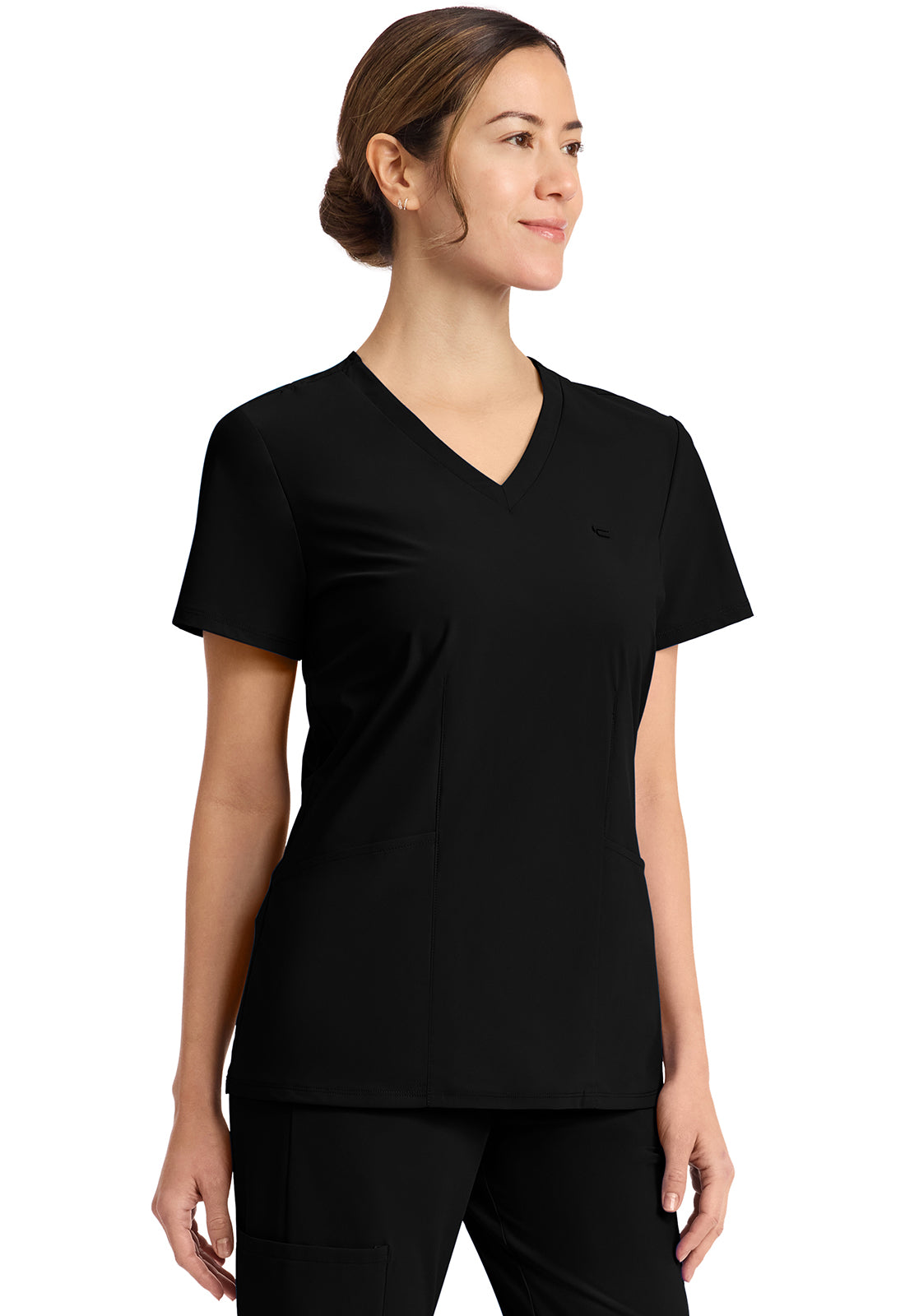 Pursuit IN647A Women's 2-Pocket V-Neck Top Black